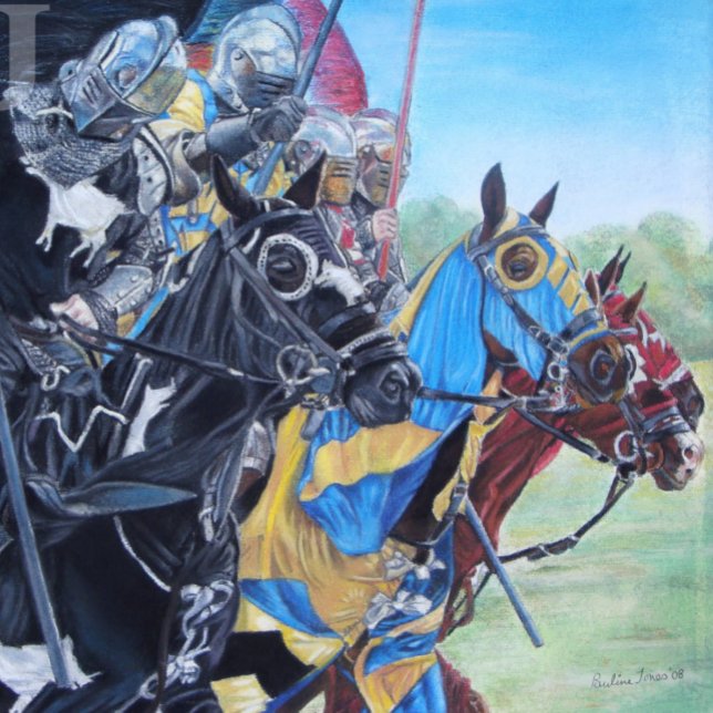 mediaeval knights jousting on horses historic jigsaw puzzle (Creator Uploaded)