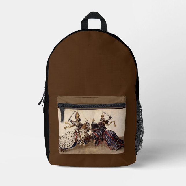 Mediaeval Knights Jousting Printed Backpack (Front)