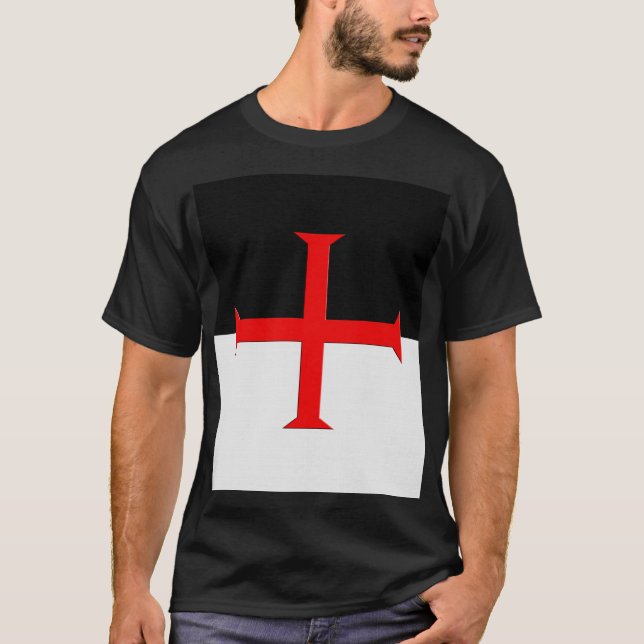 Mediaeval Knights Templar Cross Flag T-Shirt (Front)