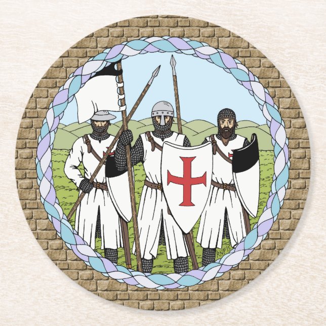 Mediaeval Knights Templar Round Paper Coaster (Front)
