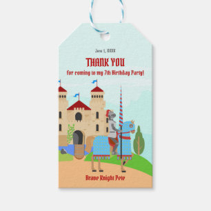 Mediaeval Knights Tournament Birthday Party Gift Tags