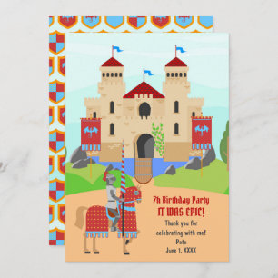 Mediaeval Knights Tournament Birthday Party Thank You Card