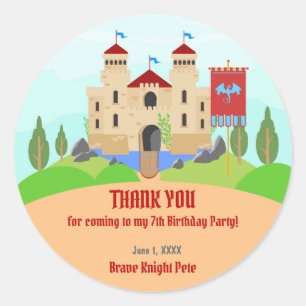 Mediaeval Knights Tournament Boy Birthday Party Classic Round Sticker