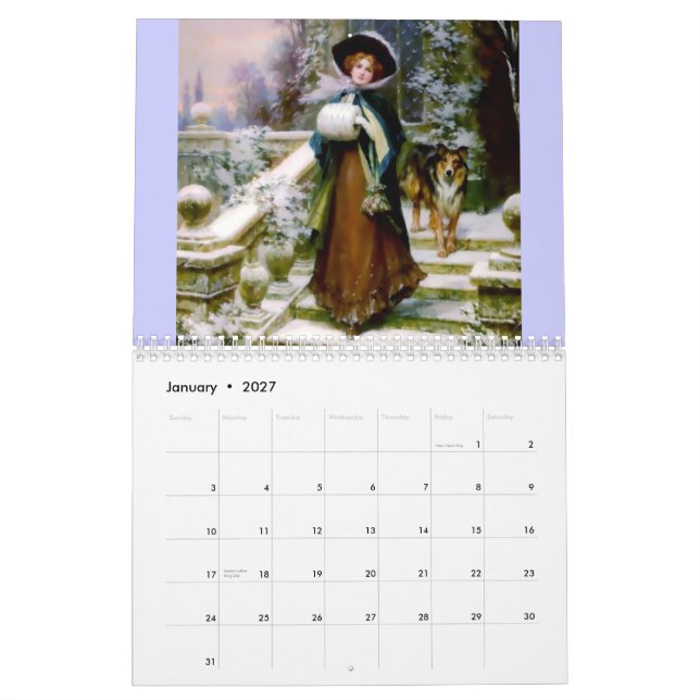 Mediaeval Ladies Knight Custom Printed Calendar (Jan 2027)