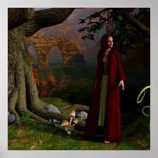 Mediaeval Lady Fantasy Art Forest Poster