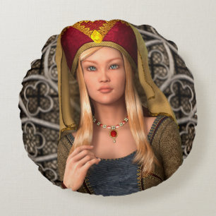 Mediaeval Lady Round Cushion