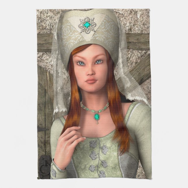 Mediaeval Lady  Tea Towel (Vertical)