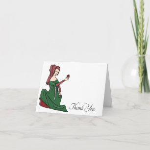 Mediaeval Lady with Heart Thank You Card