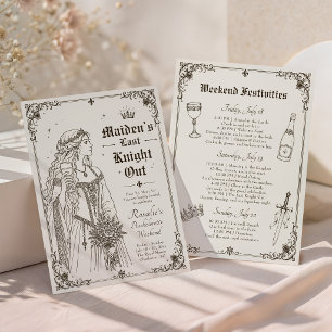 Mediaeval Last Knight Out Bachelorette Itinerary Invitation