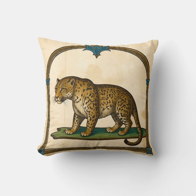 Mediaeval Leopard Illustration Old Art Cushion (Front)