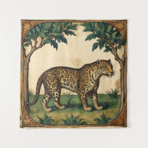 Mediaeval Leopard with Trees Nature Art Tapestry