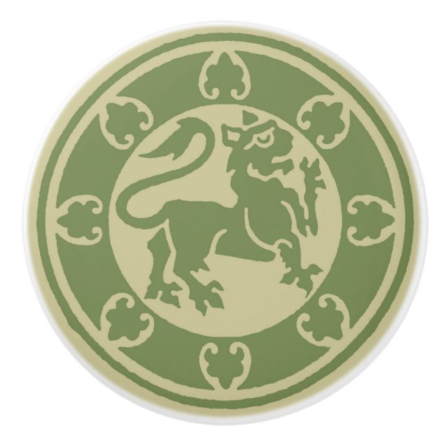 Mediaeval Lion Ceramic Knob (Front)