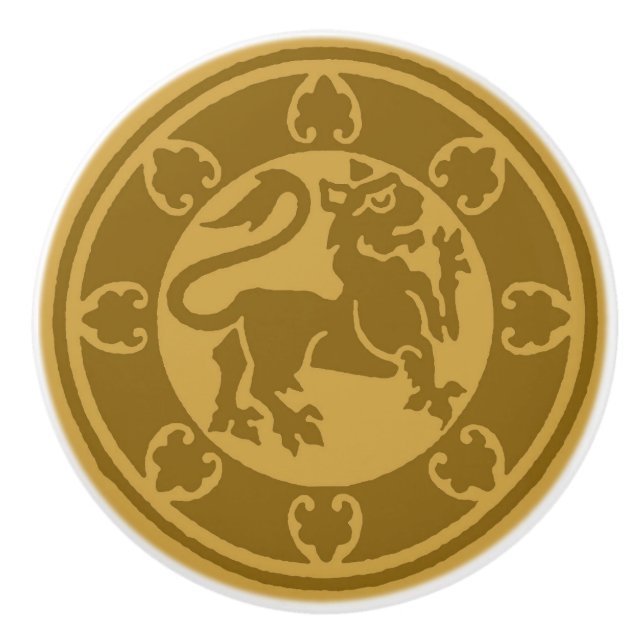 Mediaeval Lion Ceramic Knob (Front)