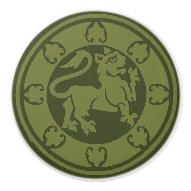 Mediaeval Lion Ceramic Knob (Front)