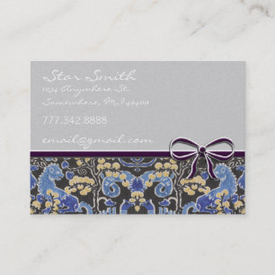 Mediaeval Lion Llama Vintage Floral Blue Yellow Business Card
