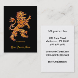 Mediaeval Lion on Black Business Card