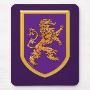 Mediaeval Lion on Purple Shield Mouse Pad
