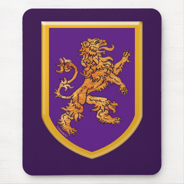 Mediaeval Lion on Purple Shield Mouse Pad (Front)