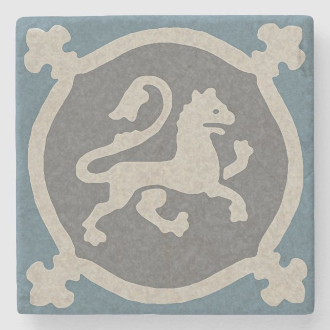 Mediaeval Lion Tile Stone Coaster (Front)