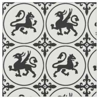 Mediaeval Lions and Griffins Fabric