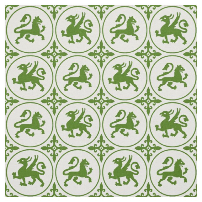 Mediaeval Lions and Griffins Fabric (Swatch)