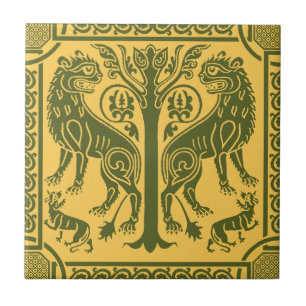 Mediaeval Lions & Tree Ceramic Tile