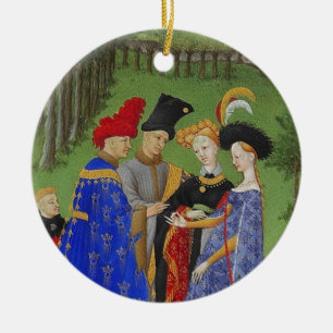Mediaeval lords and ladies ceramic tree decoration