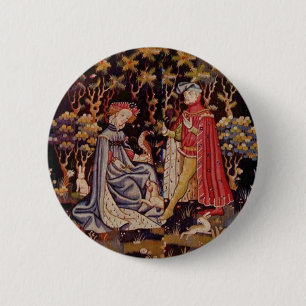 Mediaeval lovers 6 cm round badge