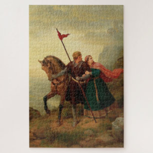Mediaeval Lovers Fleeing with their Horse Jigsaw Puzzle
