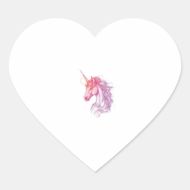 Mediaeval Mage Unicorn (1) Heart Sticker (Front)
