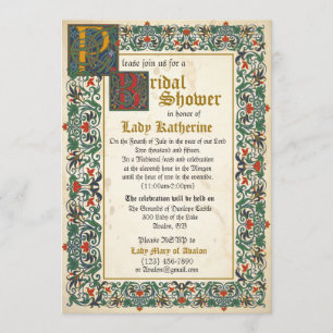 Mediaeval Manuscript Bridal Shower Invitation Card