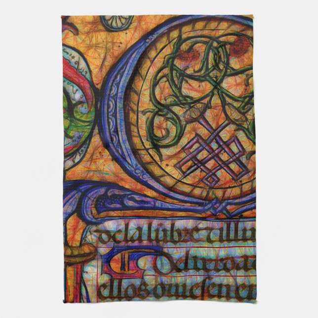 Mediaeval Manuscript Detail Tea Towel (Vertical)