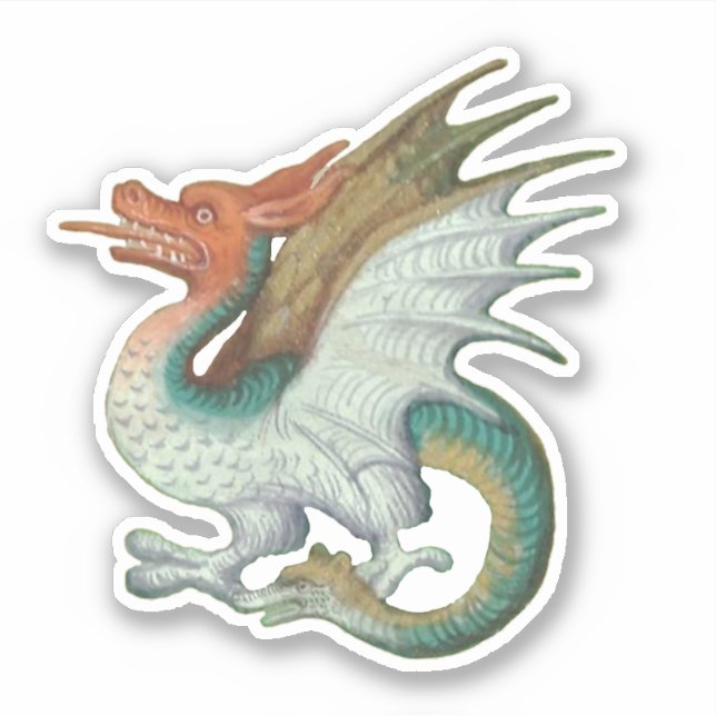 Mediaeval Manuscript Dragon Vinyl Sticker (Front)