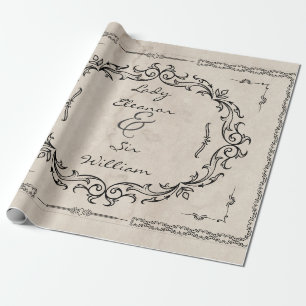 Mediaeval Manuscript Elegant Wedding Wrapping Paper