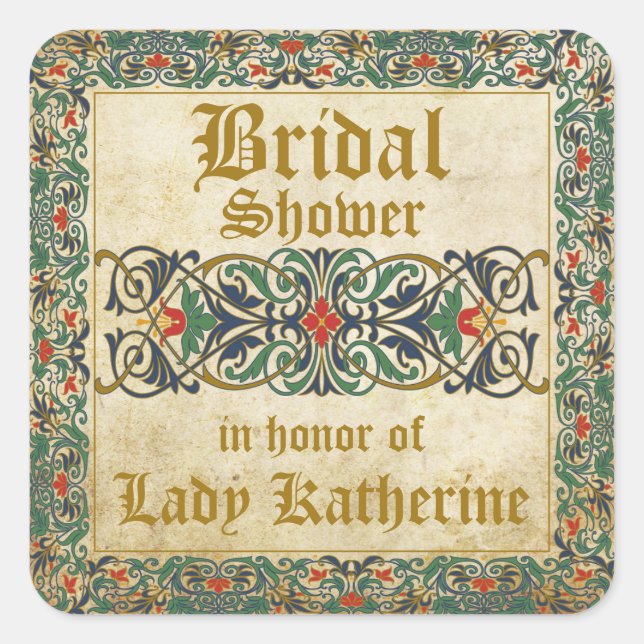 Mediaeval Manuscript Goth Bridal Shower Label (Front)