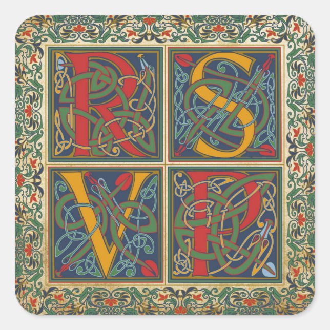 Mediaeval Manuscript Goth RSVP Label (Front)