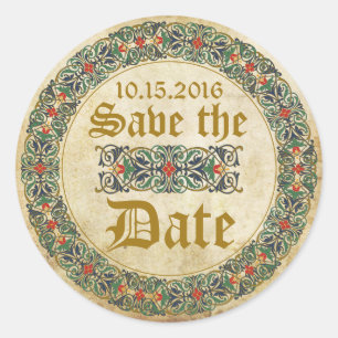 Mediaeval Manuscript Goth Save the Date Label