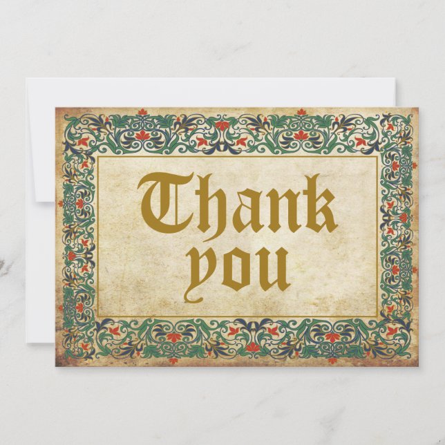 Mediaeval Manuscript Goth Thank You Card (Front)