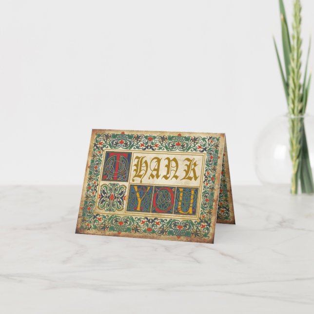 Mediaeval Manuscript Goth Thank You Card (Front)