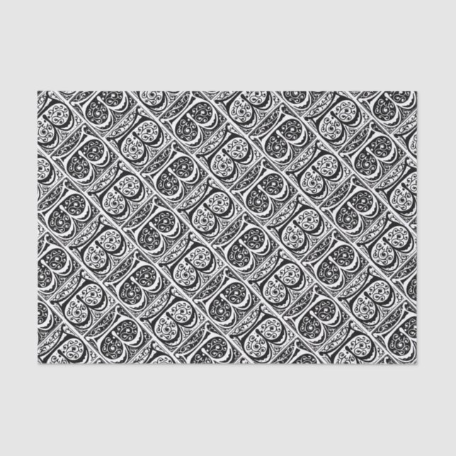 Mediaeval Manuscript Illuminated Letter B Monogram Tissue Paper (Front)