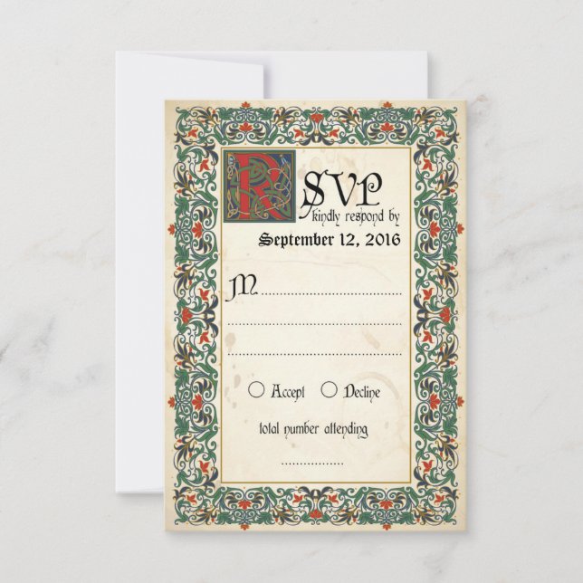 Mediaeval Manuscript RSVP Card (Front)