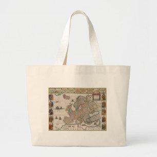Mediaeval Map of Europe (by Willem Blaeu) Large Tote Bag