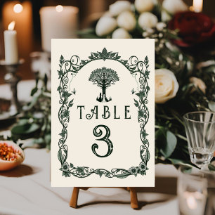 Mediaeval Middle Ages Engraving Fantasy Wedding  T Table Number
