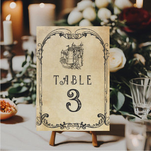 Mediaeval Middle Ages Engraving Fantasy Wedding  Table Number