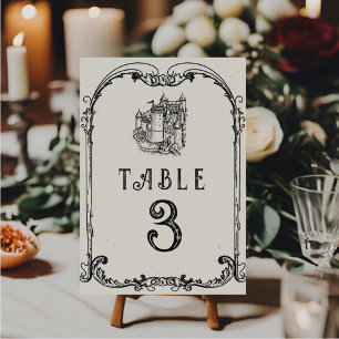 Mediaeval Middle Ages Engraving Fantasy Wedding  Table Number