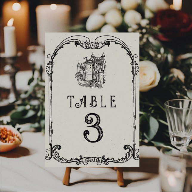 Mediaeval Middle Ages Engraving Fantasy Wedding  Table Number (Creator Uploaded)