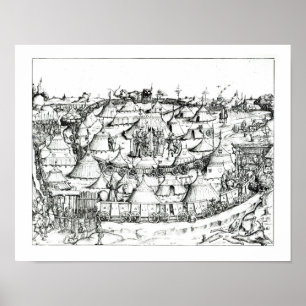 Mediaeval military encampment, from a book, pub. poster