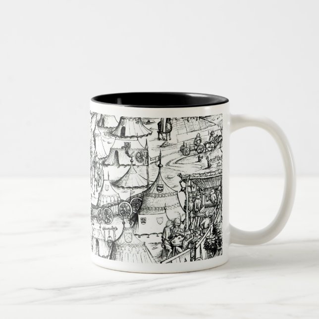Mediaeval military encampment, from a book, pub. Two-Tone coffee mug (Right)