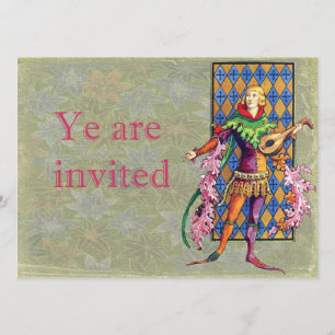 Mediaeval Minstrel and Lute Invitation