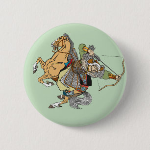 mediaeval Mongol warrior Button
